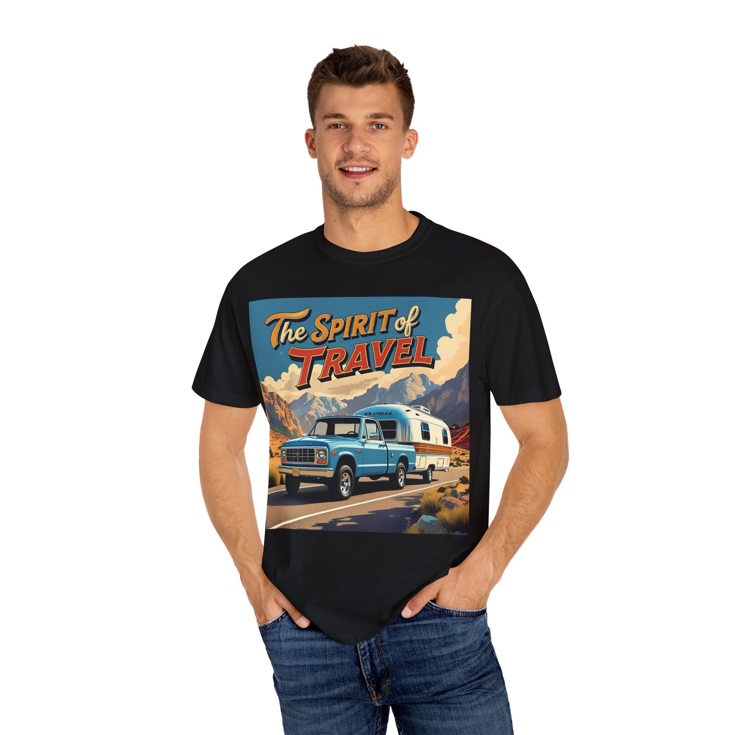 Classic Truck & Trailer RV Travel T-Shirt - The Spirit of Travel Graphic Tee, Adventure Shirt, Road Trip Apparel, Gift for Travelers, Camping Clothing