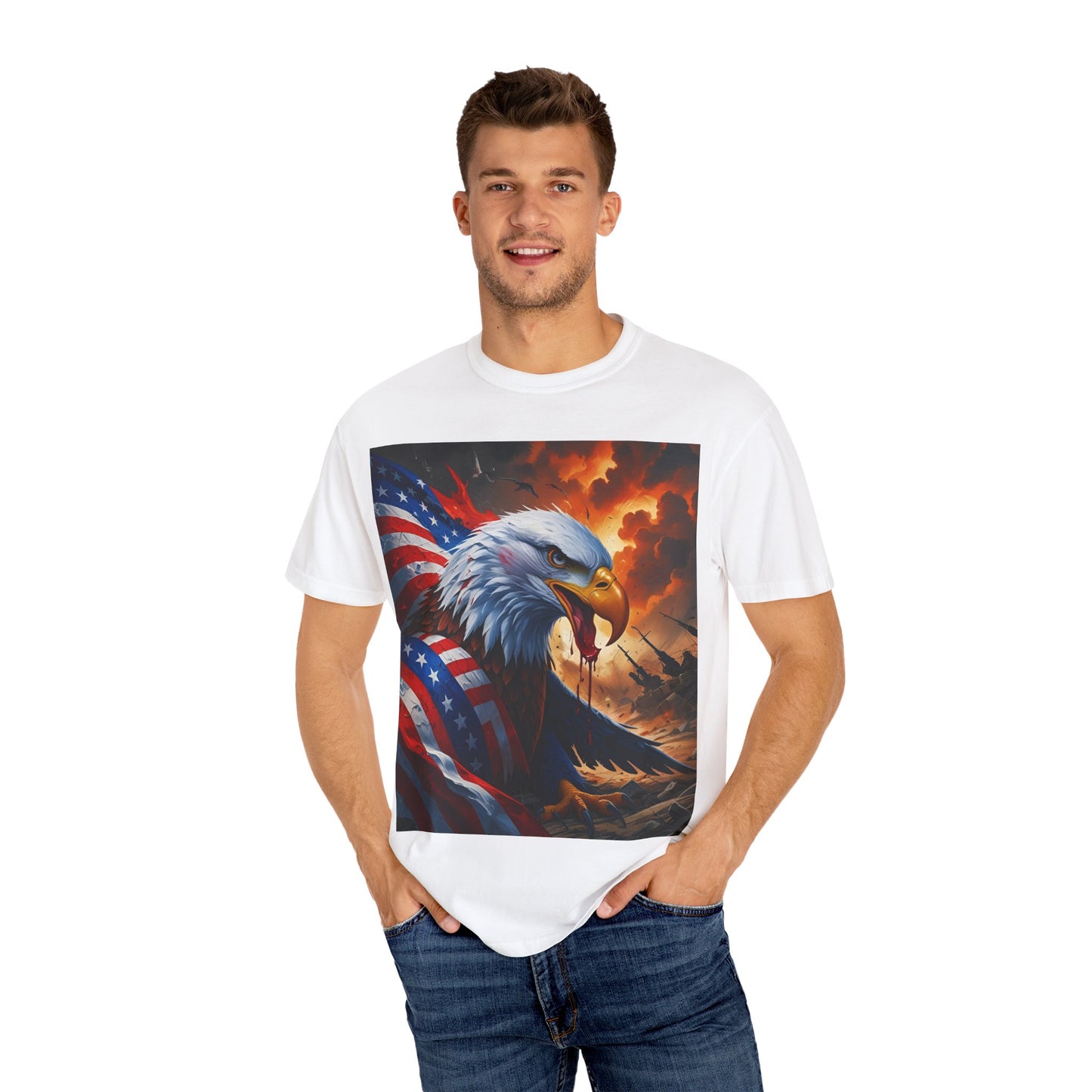 Patriotic Eagle T-Shirt | Unisex Garment-Dyed Tee, American Pride Shirt, 4th of July Outfit, Memorial Day Gift, Vintage Style Apparel