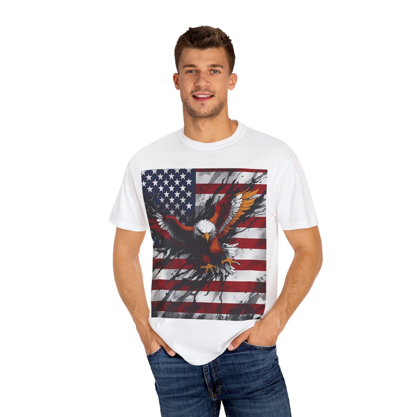 Patriotic Eagle Graphic Tee - Unisex Garment-Dyed T-shirt, Fourth of July, American Pride, Casual Wear, Nature Lovers