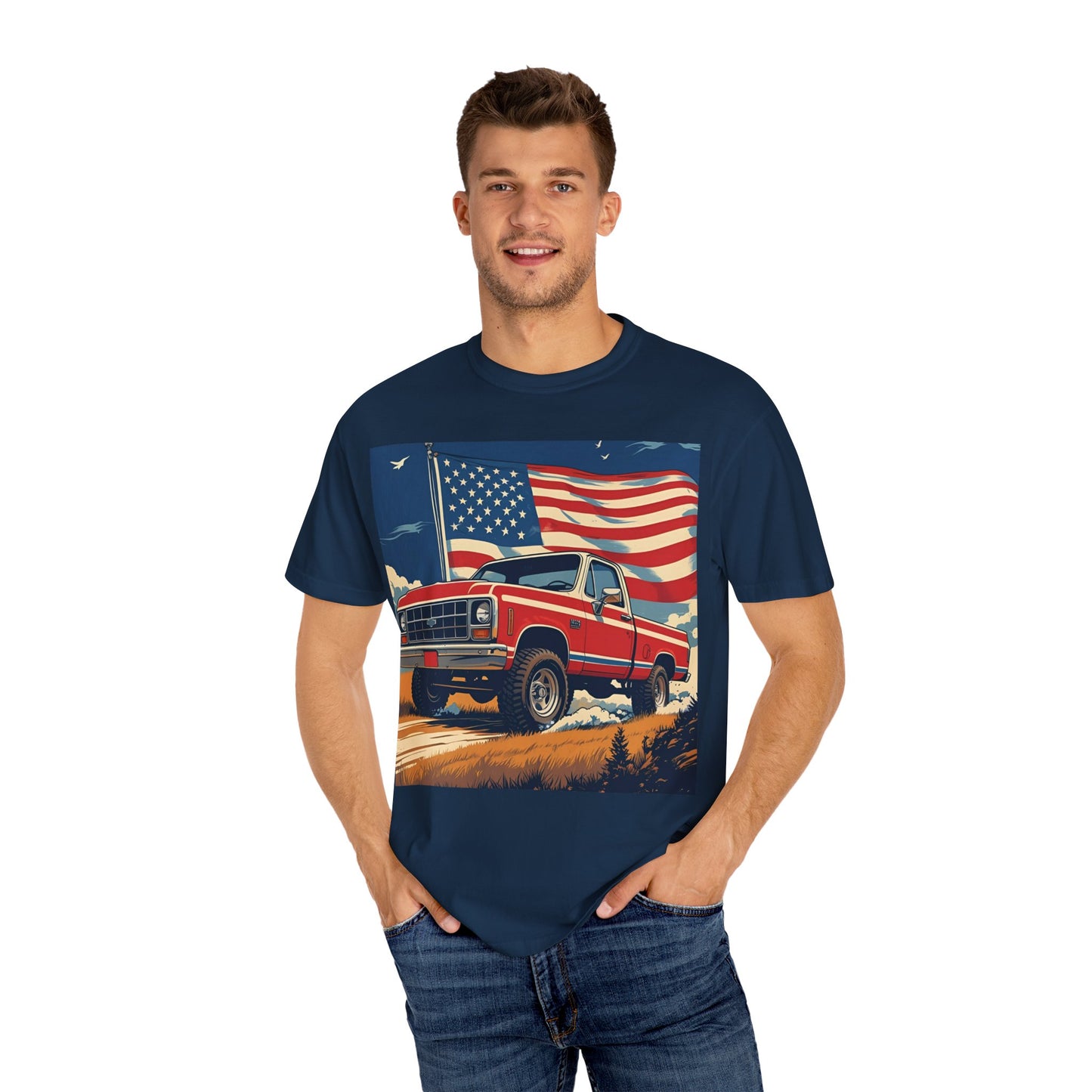 Classic American Pickup T-Shirt | Patriotic Gift, Unisex Tee, Road Trip Apparel, 4th of July Outfit, Truck Lover Shirt