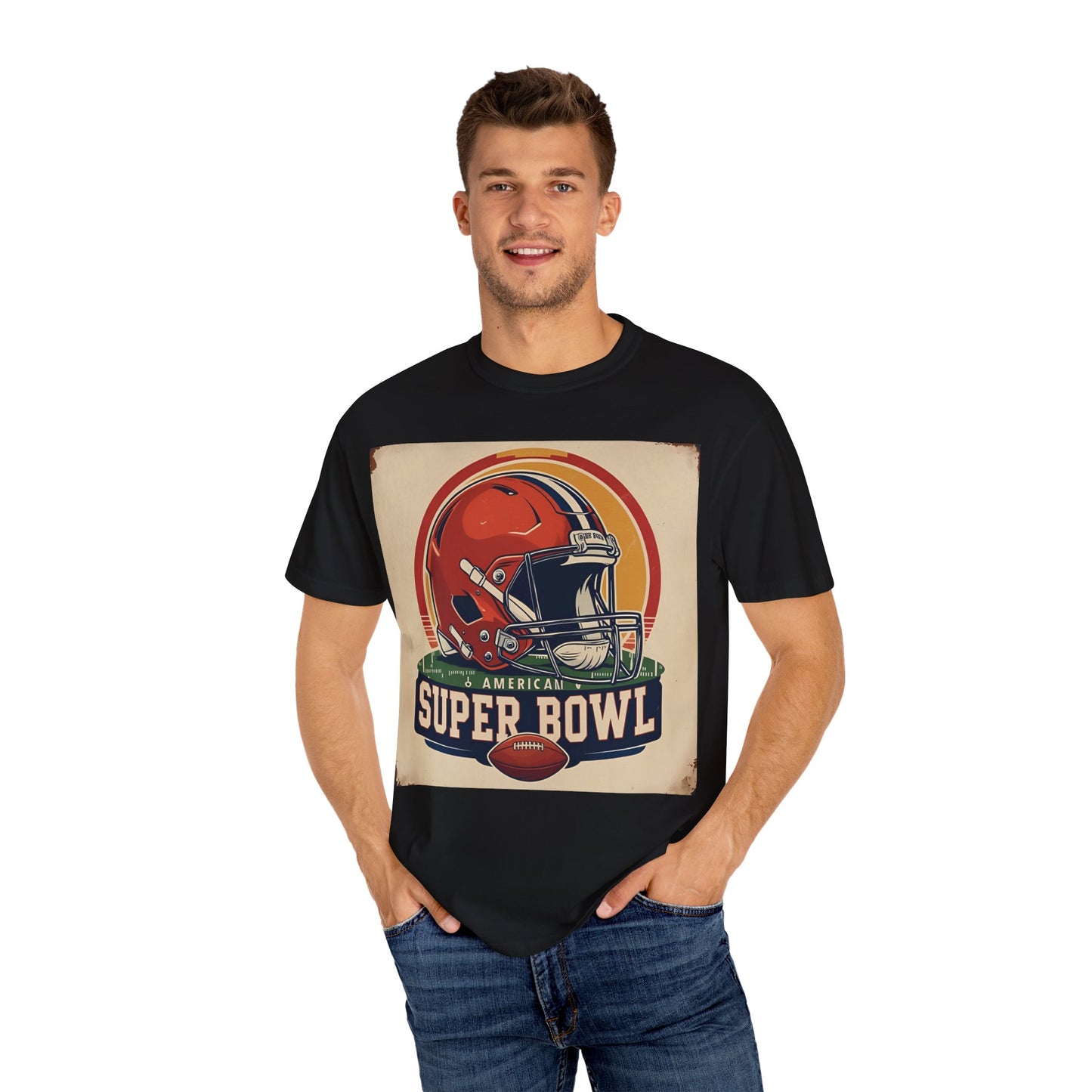 Super Bowl Vintage Helmet T-Shirt | Unisex Sports Tee for Game Day, Football Fan Gift, Tailgate, Casual Wear