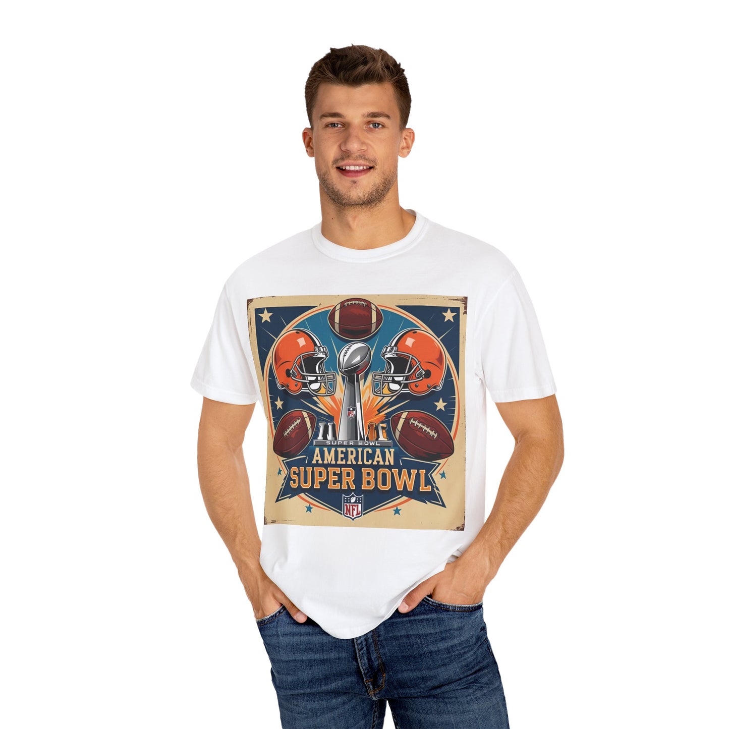 Super Bowl Unisex T-Shirt, Sports Fan Tee, NFL Game Day Apparel, Gift for Football Lovers, Comfortable Garment-Dyed Shirt