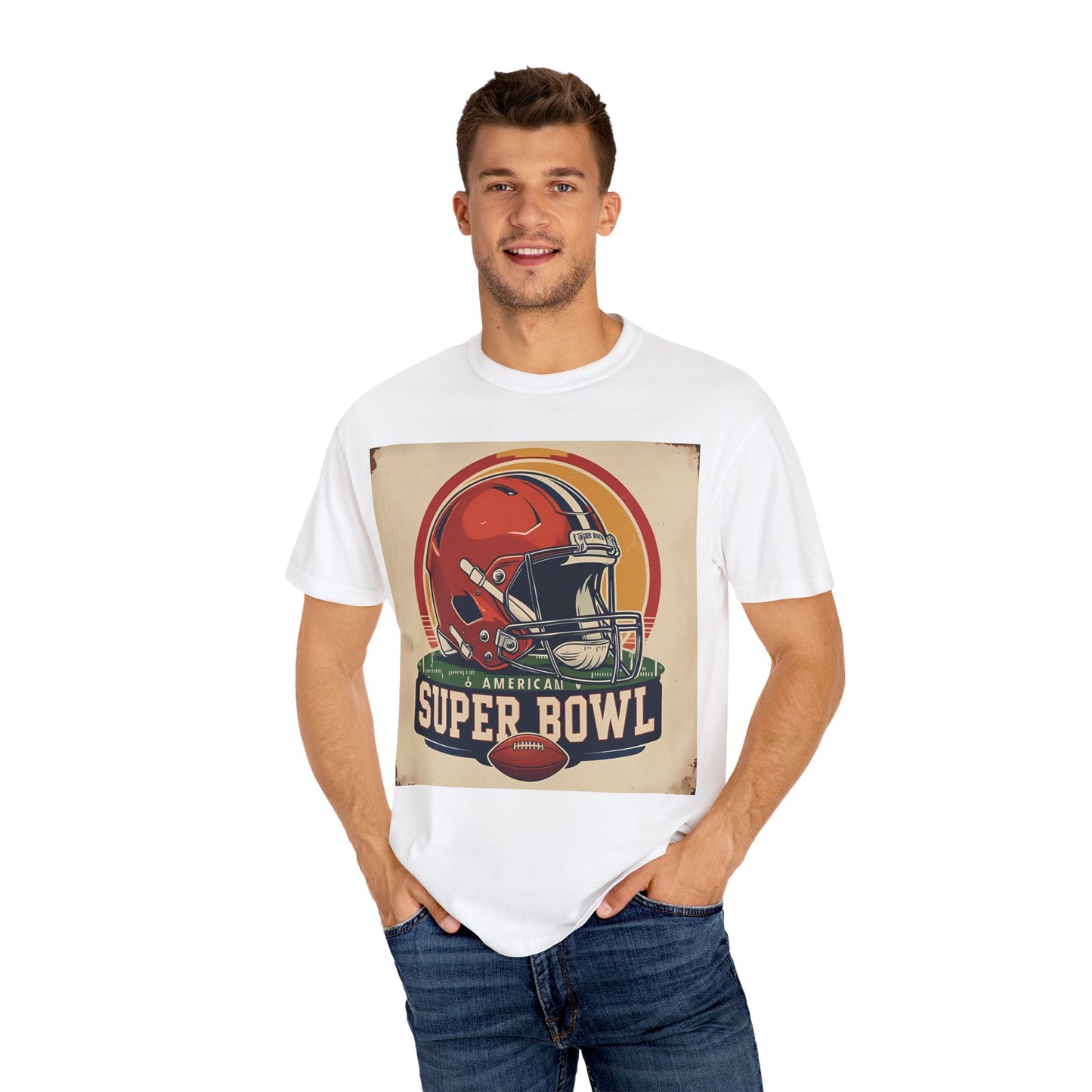 Super Bowl Vintage Helmet T-Shirt | Unisex Sports Tee for Game Day, Football Fan Gift, Tailgate, Casual Wear