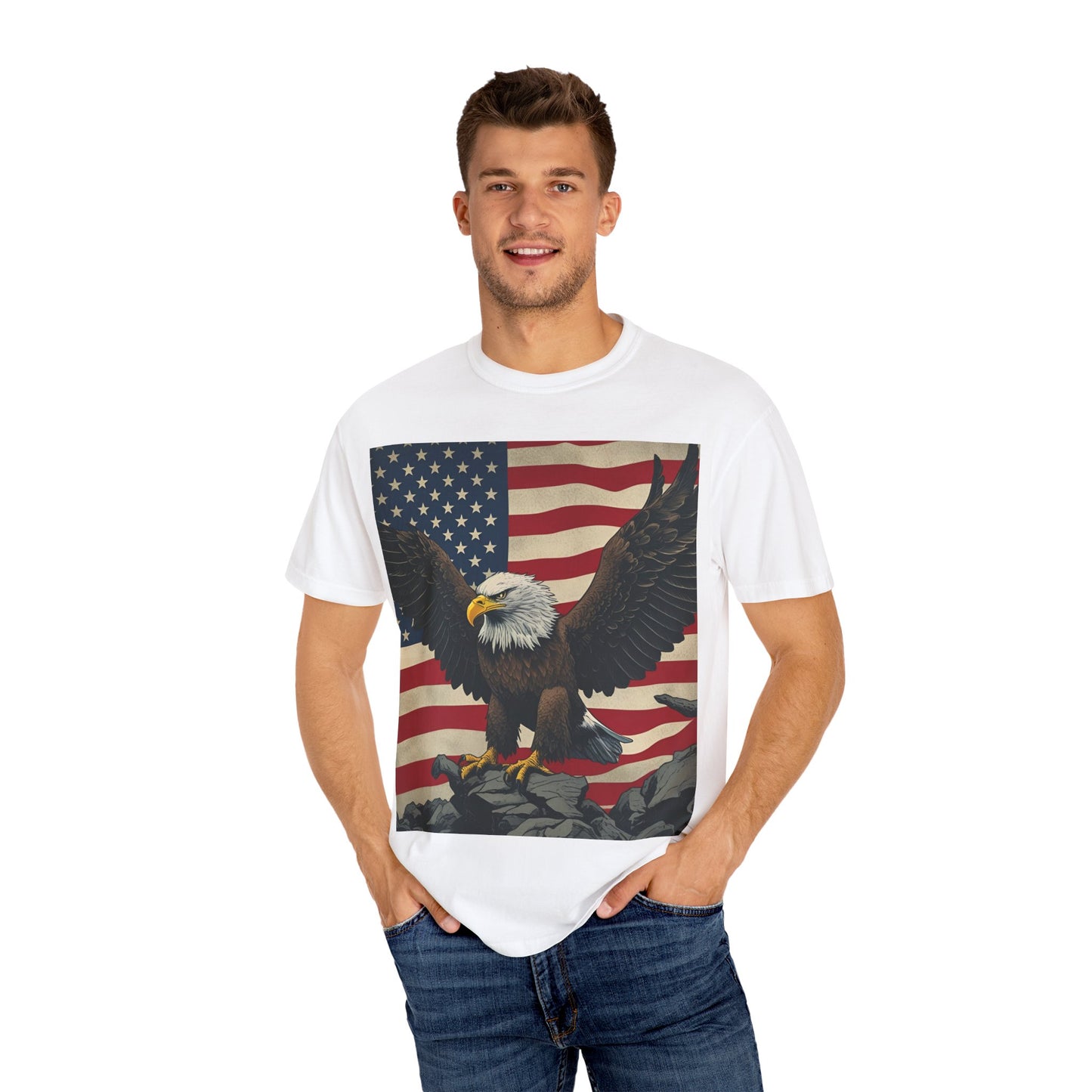 Patriotic Eagle T-Shirt | Unisex Garment-Dyed Tee | American Pride | 4th of July | Casual Wear | Gifts for Him/Her