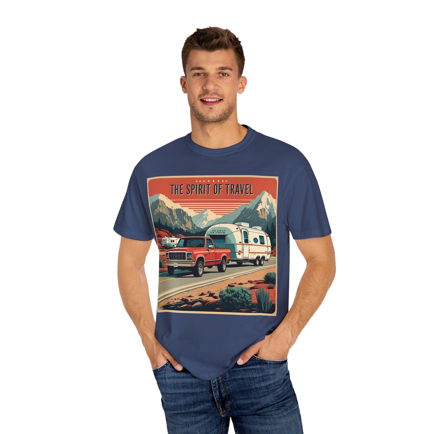 Classic Truck & Trailer RV Travel T-Shirt - The Spirit of Travel Graphic Tee, Adventure Shirt, Road Trip Apparel, Gift for Travelers, Camping Clothing
