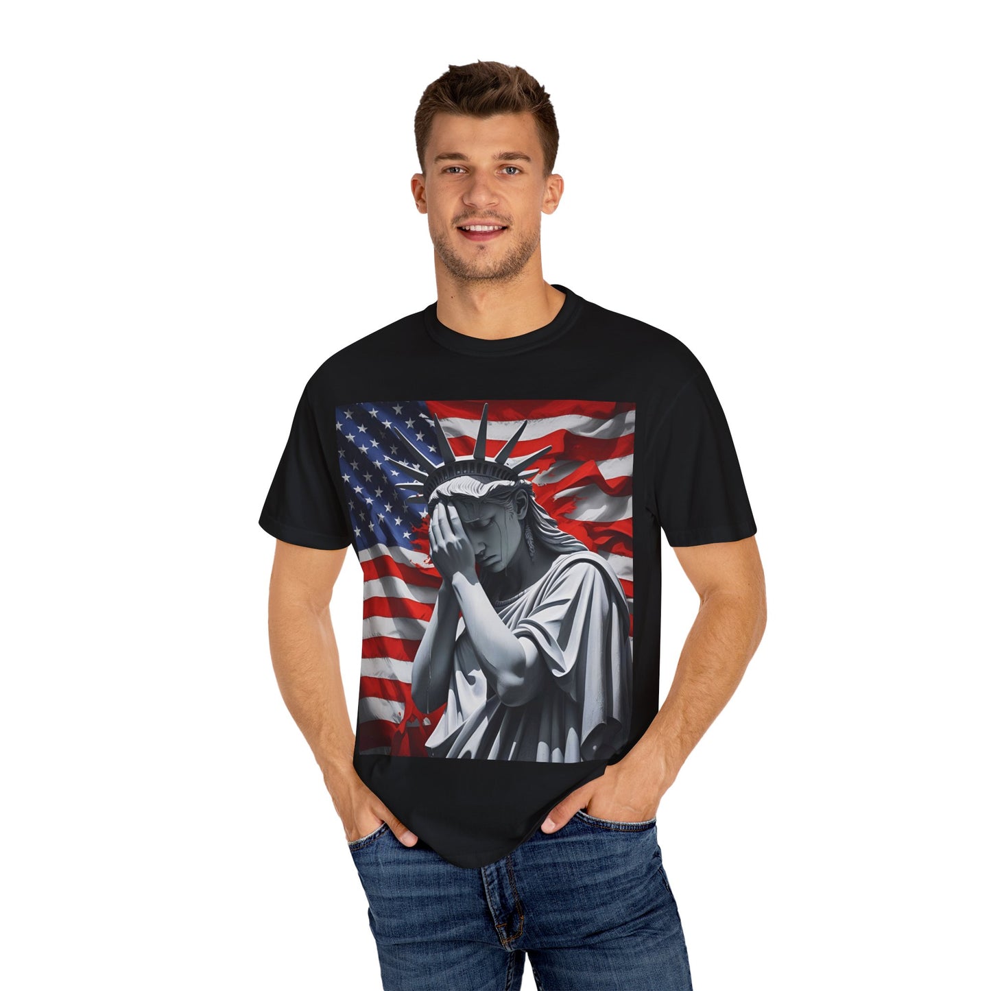 Statue of Liberty T-Shirt, Patriotism Tee, USA Pride Shirt, Vintage Fashion Top, Ideal for Memorial Day, Fourth of July, Gift Idea