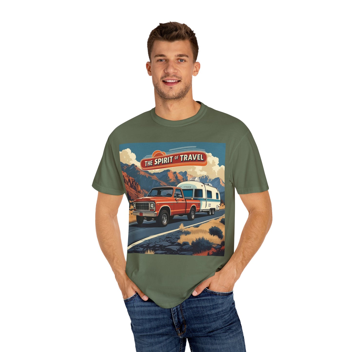 Classic Truck & Trailer RV Travel T-Shirt - The Spirit of Travel Graphic Tee, Adventure Shirt, Road Trip Apparel, Gift for Travelers, Camping Clothing