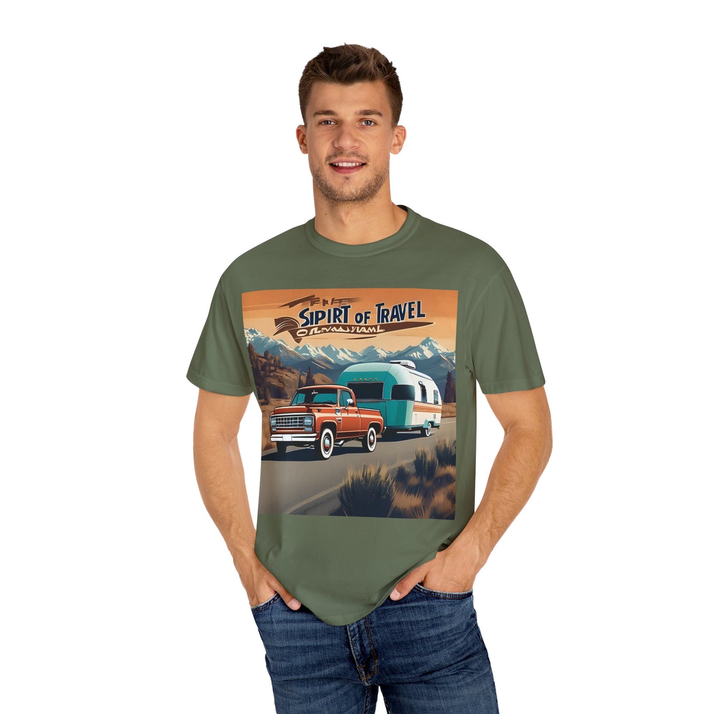 Classic Truck & Trailer RV Travel T-Shirt - The Spirit of Travel Graphic Tee, Adventure Shirt, Road Trip Apparel, Gift for Travelers, Camping Clothing