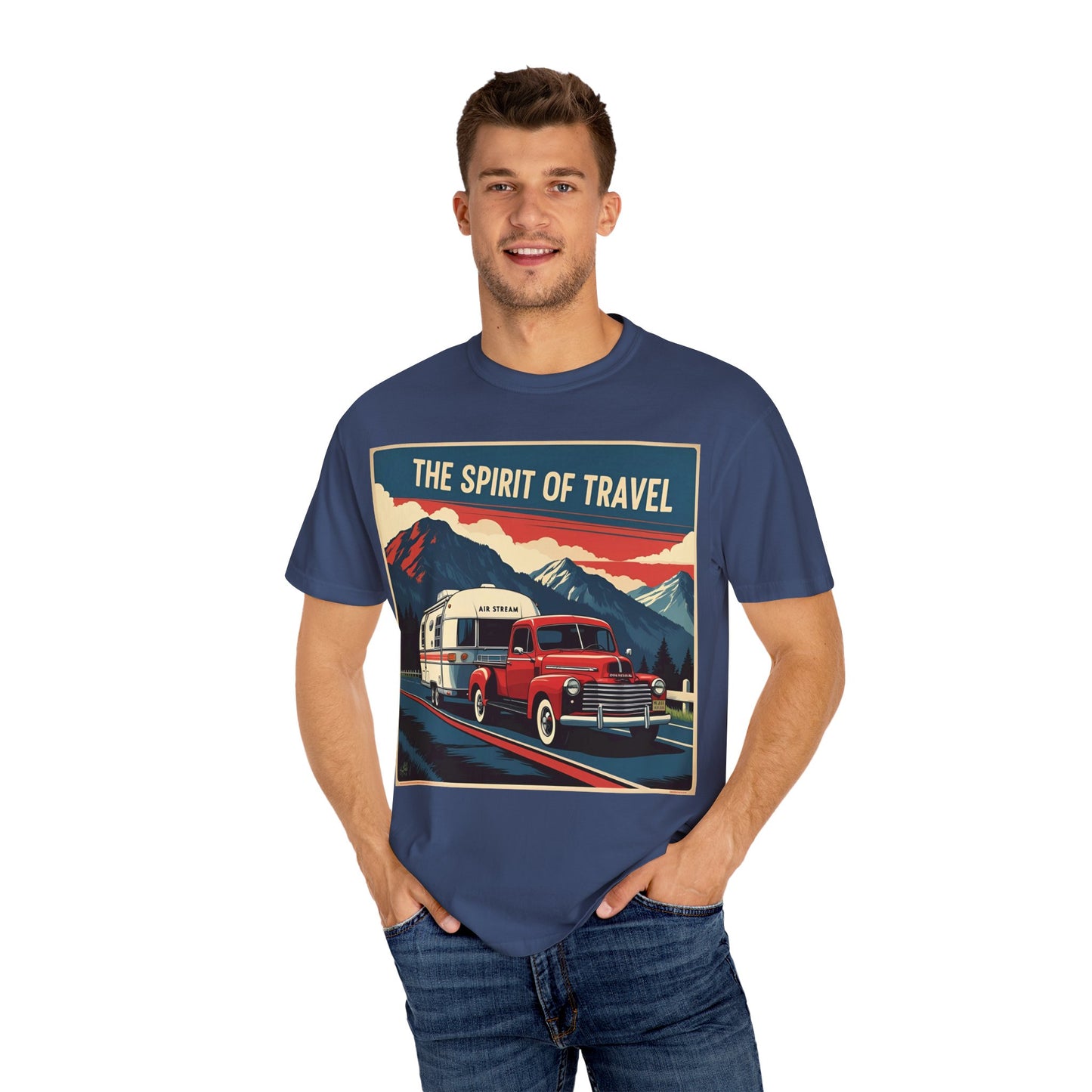 Classic Truck & Trailer RV Travel T-Shirt - The Spirit of Travel Graphic Tee, Adventure Shirt, Road Trip Apparel, Gift for Travelers, Camping Clothing