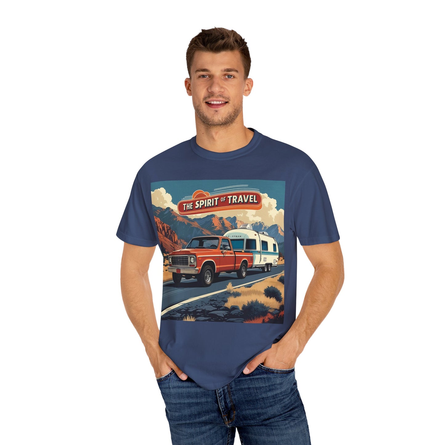 Classic Truck & Trailer RV Travel T-Shirt - The Spirit of Travel Graphic Tee, Adventure Shirt, Road Trip Apparel, Gift for Travelers, Camping Clothing