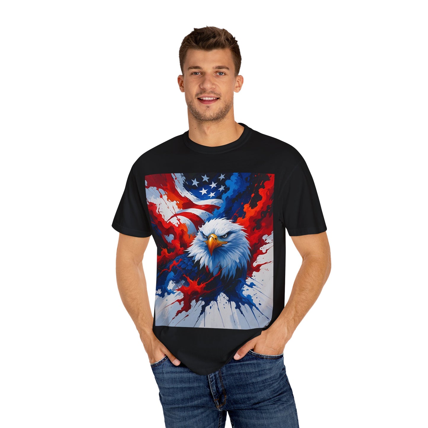 Patriotic Eagle T-Shirt, Unisex Tee, American Flag Shirt, Fourth of July Apparel, Eagle Lover Gift, Casual Wear, Gift for Him/Her