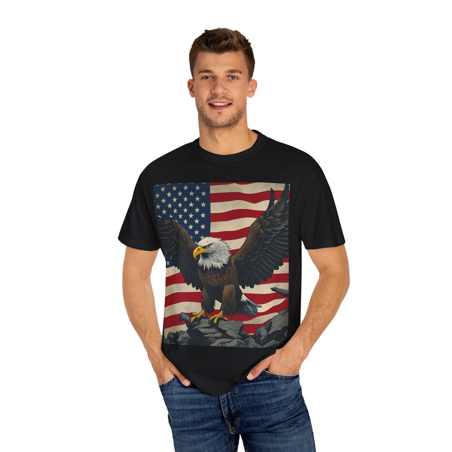 Patriotic Eagle T-Shirt | Unisex Garment-Dyed Tee | American Pride | 4th of July | Casual Wear | Gifts for Him/Her