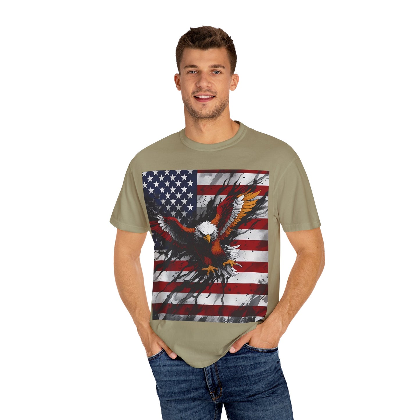Patriotic Eagle Graphic Tee - Unisex Garment-Dyed T-shirt, Fourth of July, American Pride, Casual Wear, Nature Lovers