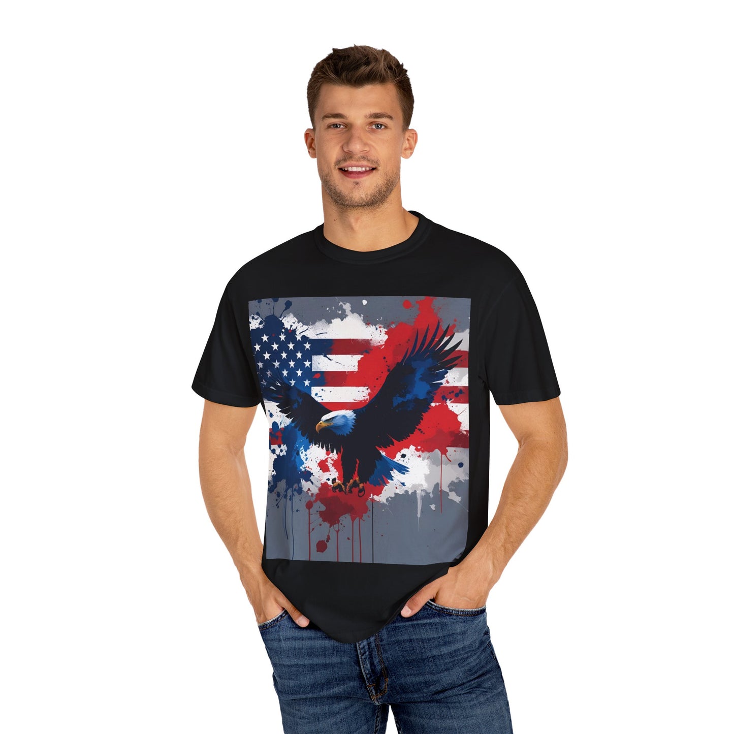 Patriotic Eagle T-shirt | Unisex Garment-Dyed Tee for Independence Day, Memorial Day, Veteran Gifts, Casual Wear, Outdoor Activities