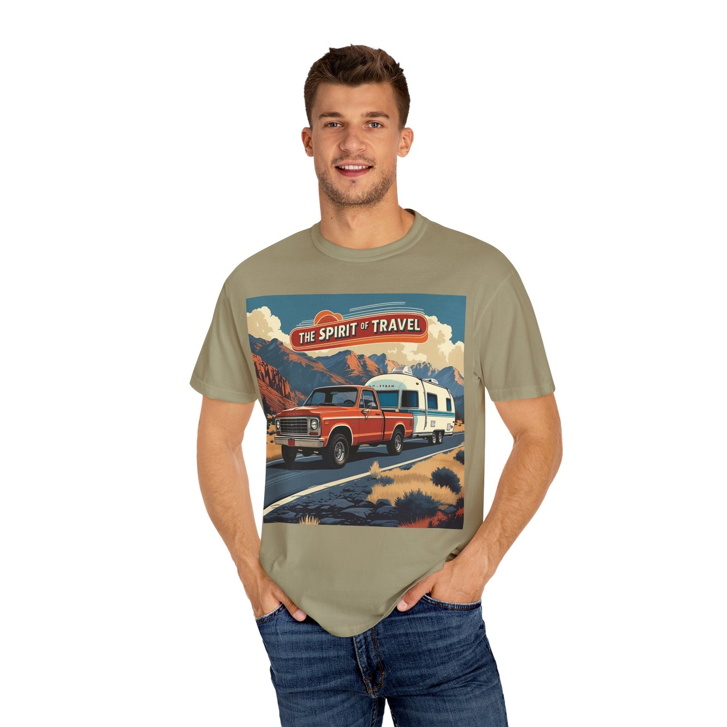 Classic Truck & Trailer RV Travel T-Shirt - The Spirit of Travel Graphic Tee, Adventure Shirt, Road Trip Apparel, Gift for Travelers, Camping Clothing