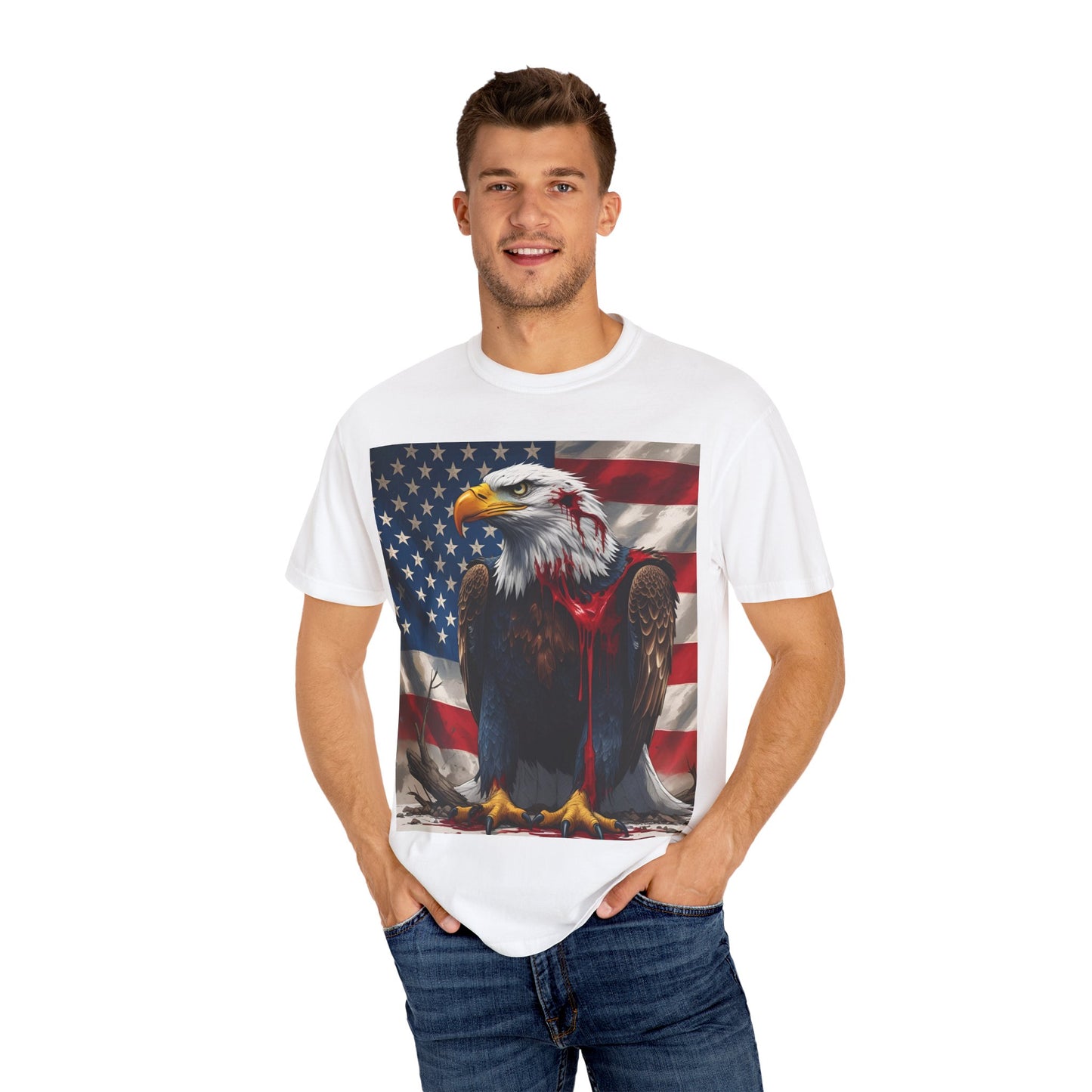 Patriotic Eagle T-Shirt, Unisex Tee, American Flag Shirt, Fourth of July Apparel, Eagle Lover Gift, Casual Wear, Gift for Him/Her