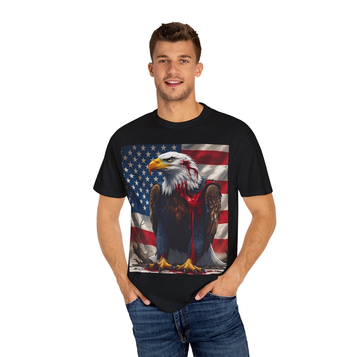 Patriotic Eagle T-Shirt, Unisex Tee, American Flag Shirt, Fourth of July Apparel, Eagle Lover Gift, Casual Wear, Gift for Him/Her