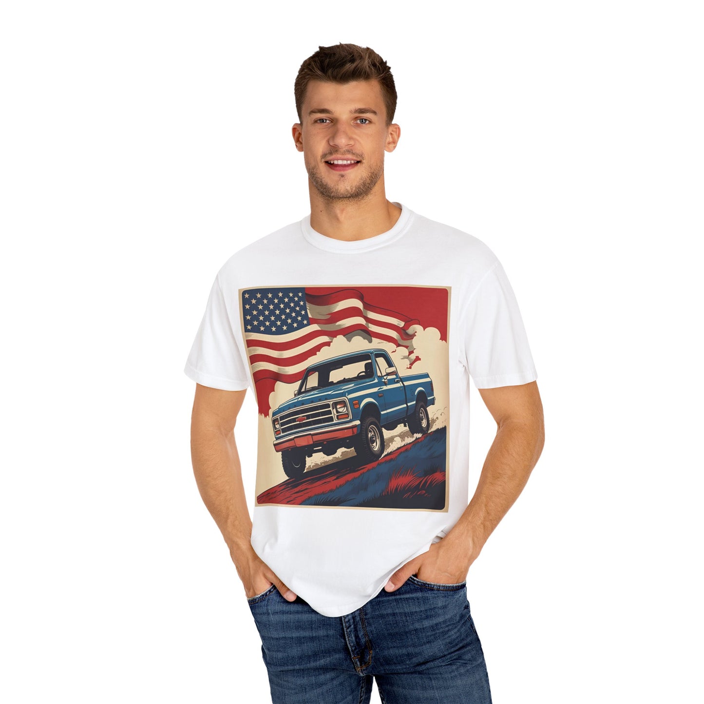 Classic American Pickup T-Shirt | Patriotic Gift, Unisex Tee, Road Trip Apparel, 4th of July Outfit, Truck Lover Shirt