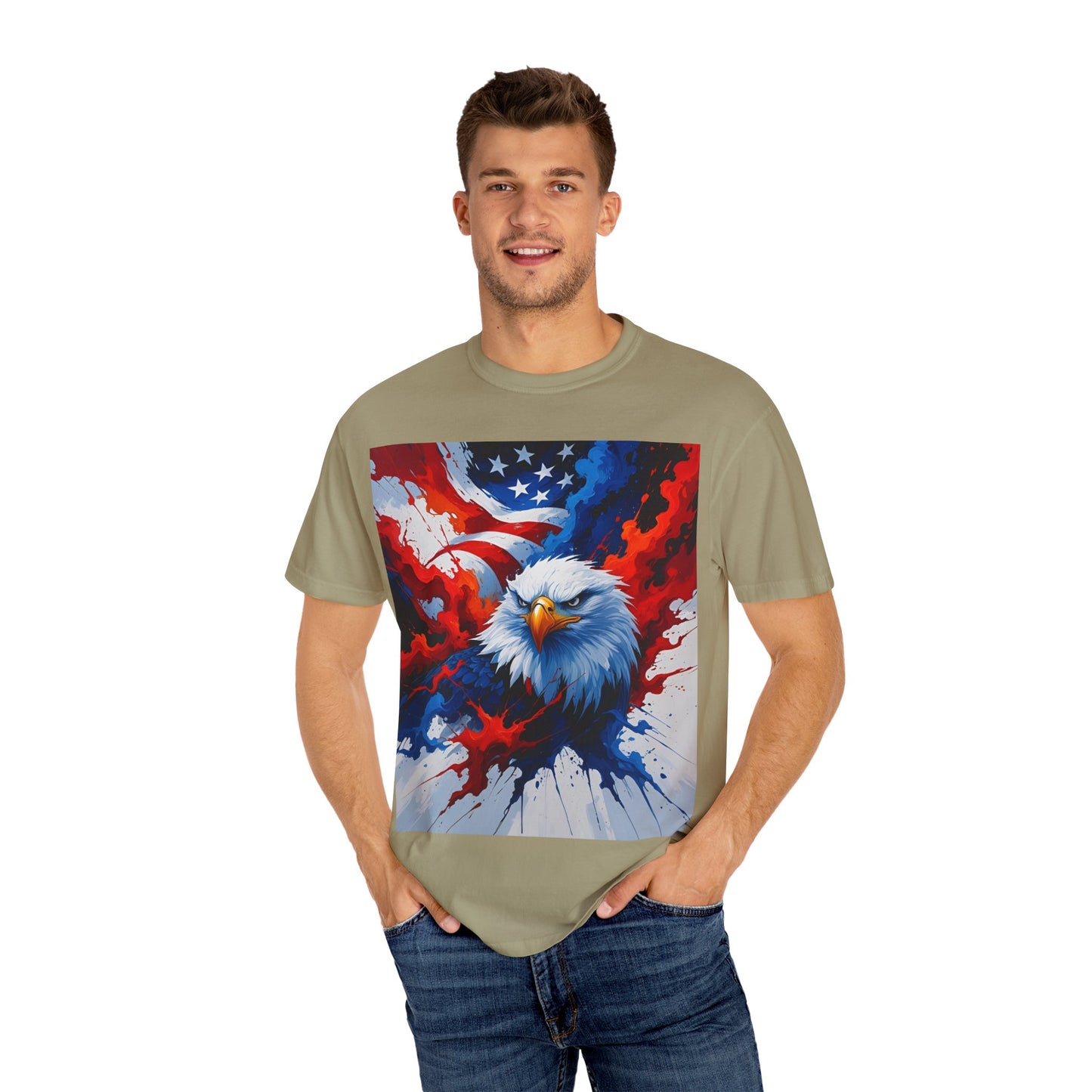 Patriotic Eagle T-Shirt, Unisex Tee, American Flag Shirt, Fourth of July Apparel, Eagle Lover Gift, Casual Wear, Gift for Him/Her