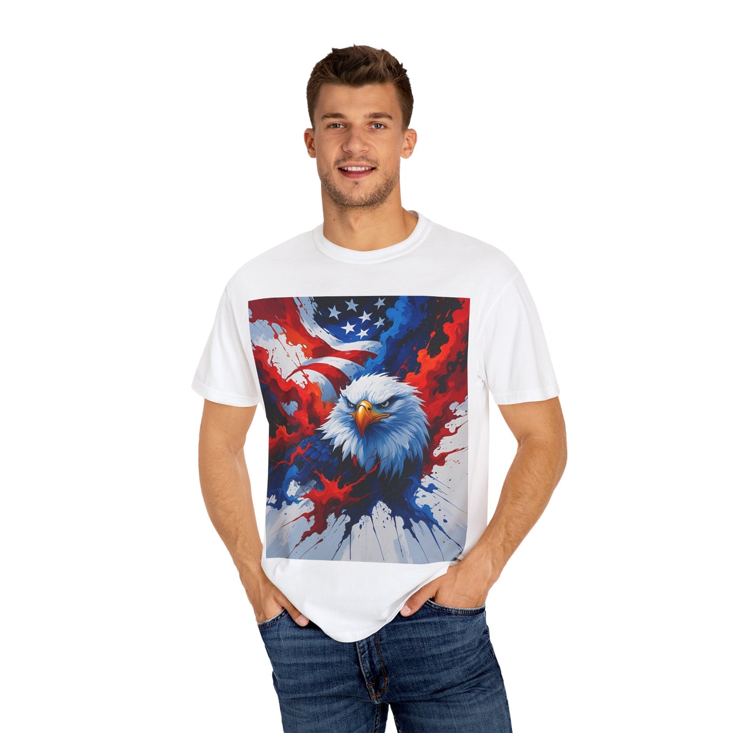 Patriotic Eagle T-Shirt, Unisex Tee, American Flag Shirt, Fourth of July Apparel, Eagle Lover Gift, Casual Wear, Gift for Him/Her