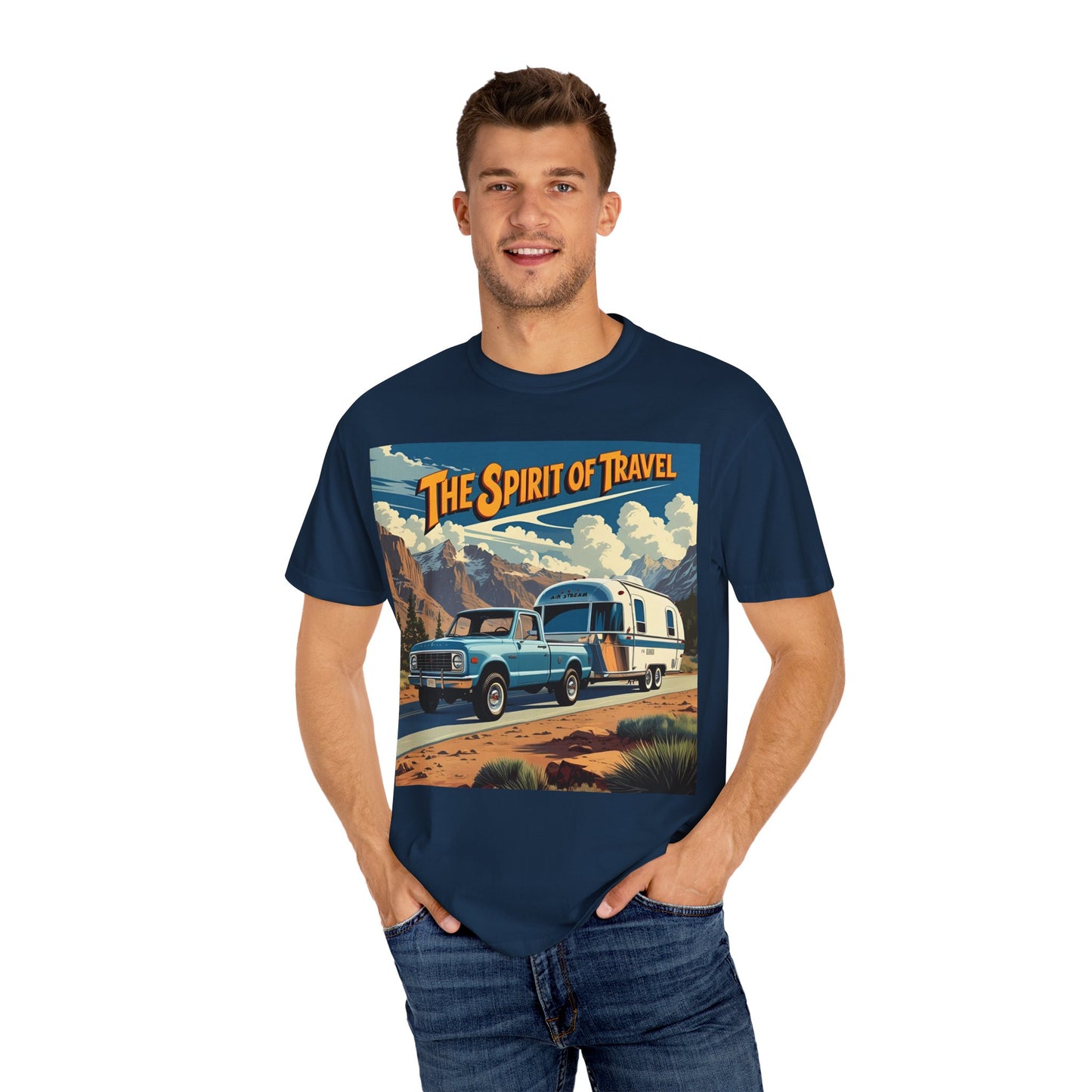 Classic Truck & Trailer RV Travel T-Shirt - The Spirit of Travel Graphic Tee, Adventure Shirt, Road Trip Apparel, Gift for Travelers, Camping Clothing