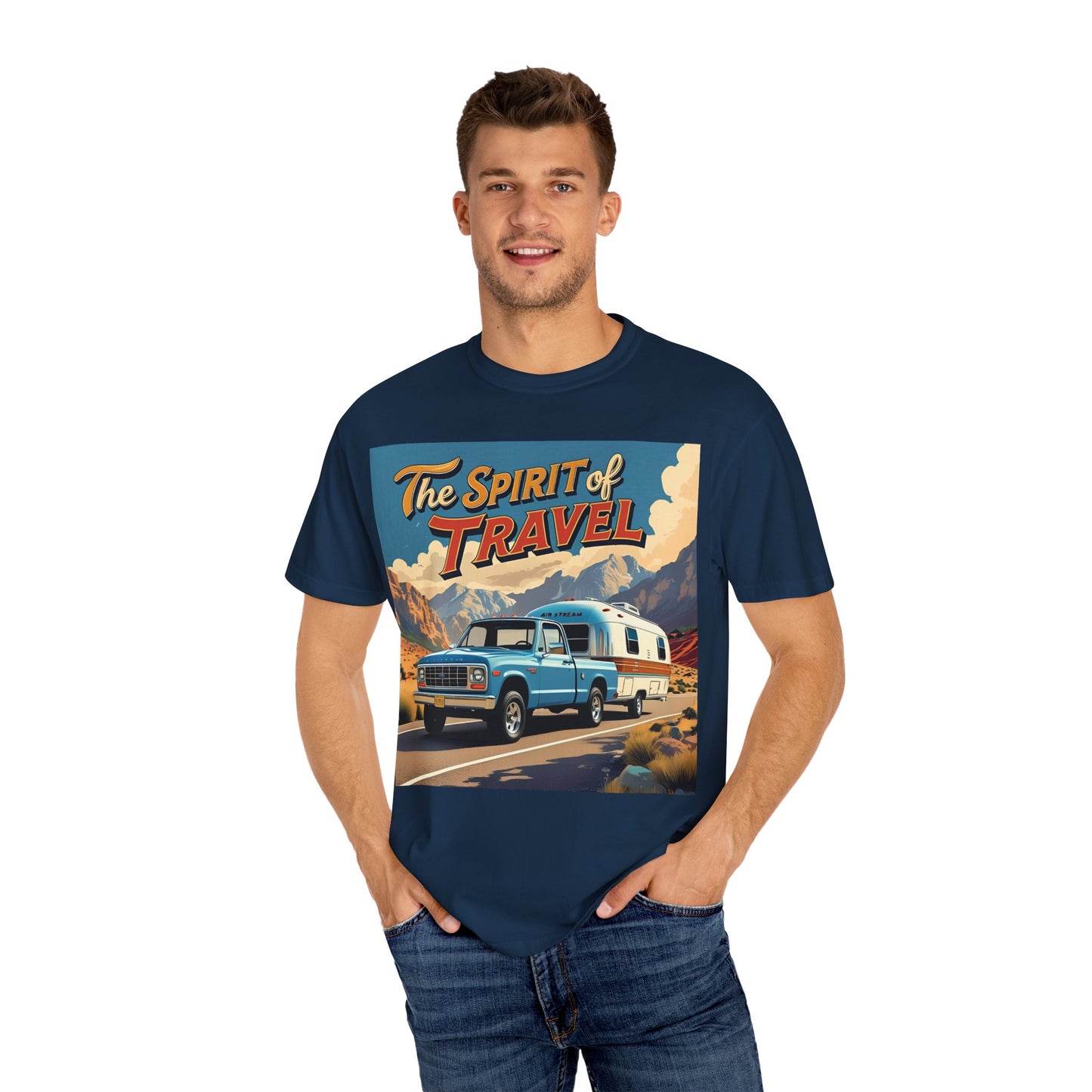 Classic Truck & Trailer RV Travel T-Shirt - The Spirit of Travel Graphic Tee, Adventure Shirt, Road Trip Apparel, Gift for Travelers, Camping Clothing
