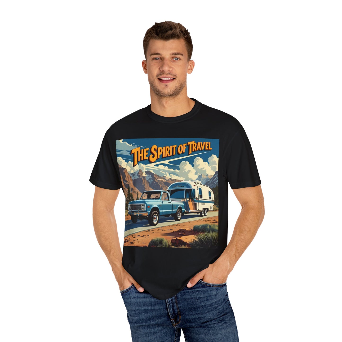 Classic Truck & Trailer RV Travel T-Shirt - The Spirit of Travel Graphic Tee, Adventure Shirt, Road Trip Apparel, Gift for Travelers, Camping Clothing