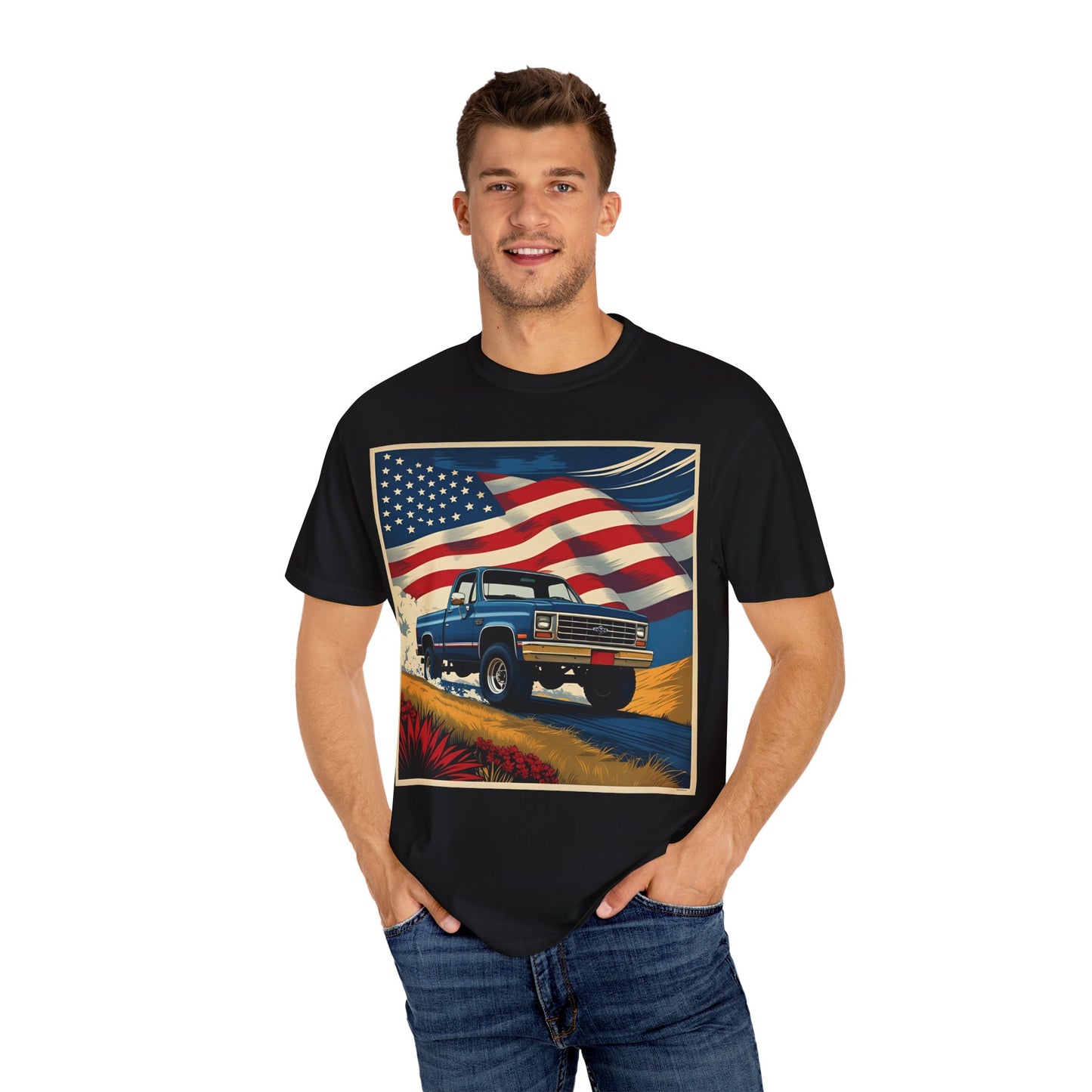 Classic American Pickup T-Shirt | Patriotic Gift, Unisex Tee, Road Trip Apparel, 4th of July Outfit, Truck Lover Shirt