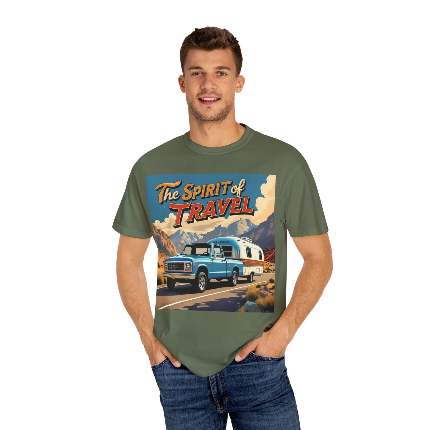 Classic Truck & Trailer RV Travel T-Shirt - The Spirit of Travel Graphic Tee, Adventure Shirt, Road Trip Apparel, Gift for Travelers, Camping Clothing