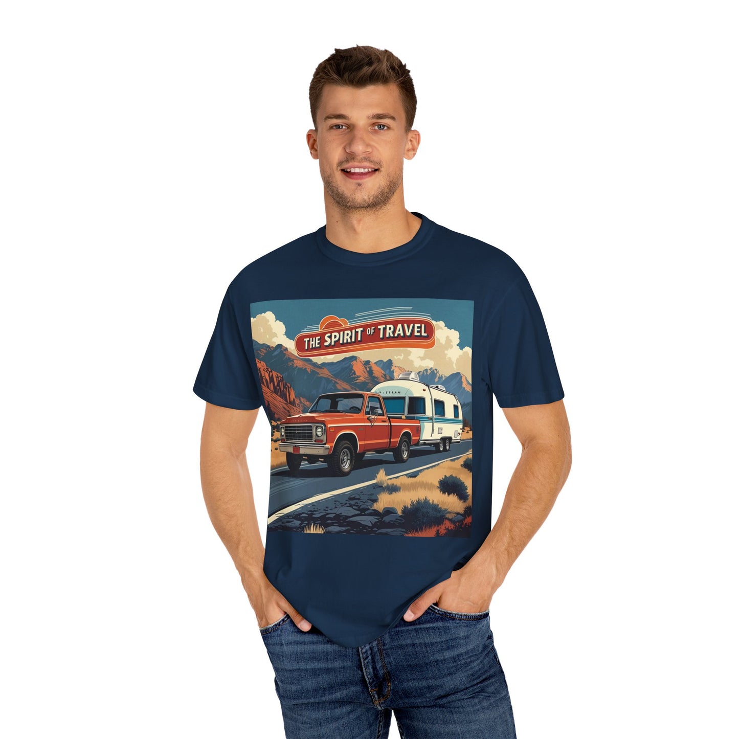 Classic Truck & Trailer RV Travel T-Shirt - The Spirit of Travel Graphic Tee, Adventure Shirt, Road Trip Apparel, Gift for Travelers, Camping Clothing