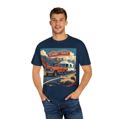 Classic Truck & Trailer RV Travel T-Shirt - The Spirit of Travel Graphic Tee, Adventure Shirt, Road Trip Apparel, Gift for Travelers, Camping Clothing