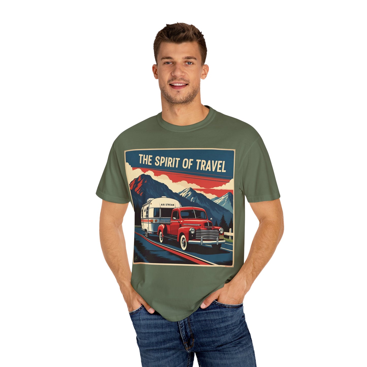 Classic Truck & Trailer RV Travel T-Shirt - The Spirit of Travel Graphic Tee, Adventure Shirt, Road Trip Apparel, Gift for Travelers, Camping Clothing