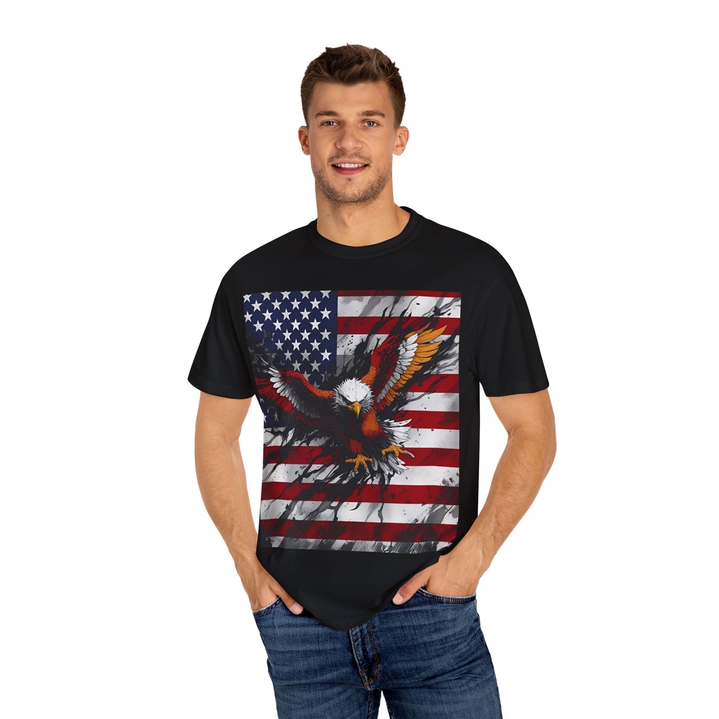 Patriotic Eagle Graphic Tee - Unisex Garment-Dyed T-shirt, Fourth of July, American Pride, Casual Wear, Nature Lovers