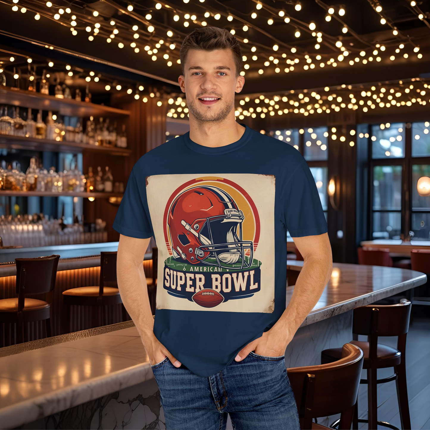 Super Bowl Vintage Helmet T-Shirt | Unisex Sports Tee for Game Day, Football Fan Gift, Tailgate, Casual Wear