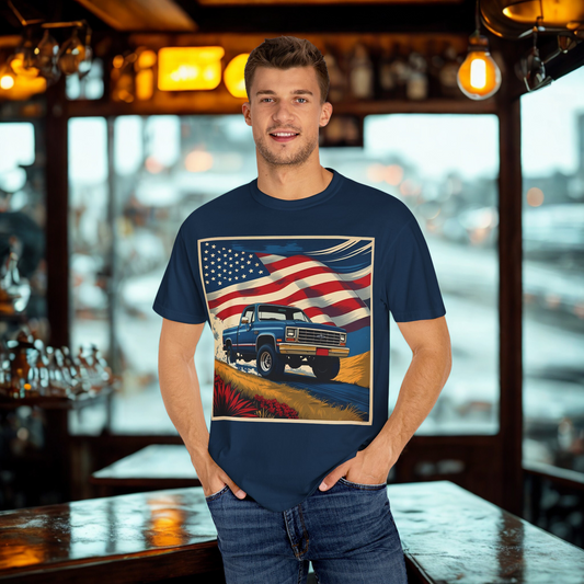 Classic American Pickup T-Shirt | Patriotic Gift, Unisex Tee, Road Trip Apparel, 4th of July Outfit, Truck Lover Shirt