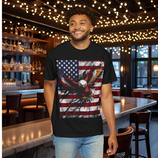 Patriotic Eagle Graphic Tee - Unisex Garment-Dyed T-shirt, Fourth of July, American Pride, Casual Wear, Nature Lovers
