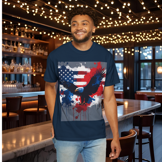 Patriotic Eagle T-shirt | Unisex Garment-Dyed Tee for Independence Day, Memorial Day, Veteran Gifts, Casual Wear, Outdoor Activities