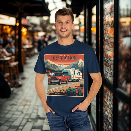 Classic Truck & Trailer RV Travel T-Shirt - The Spirit of Travel Graphic Tee, Adventure Shirt, Road Trip Apparel, Gift for Travelers, Camping Clothing