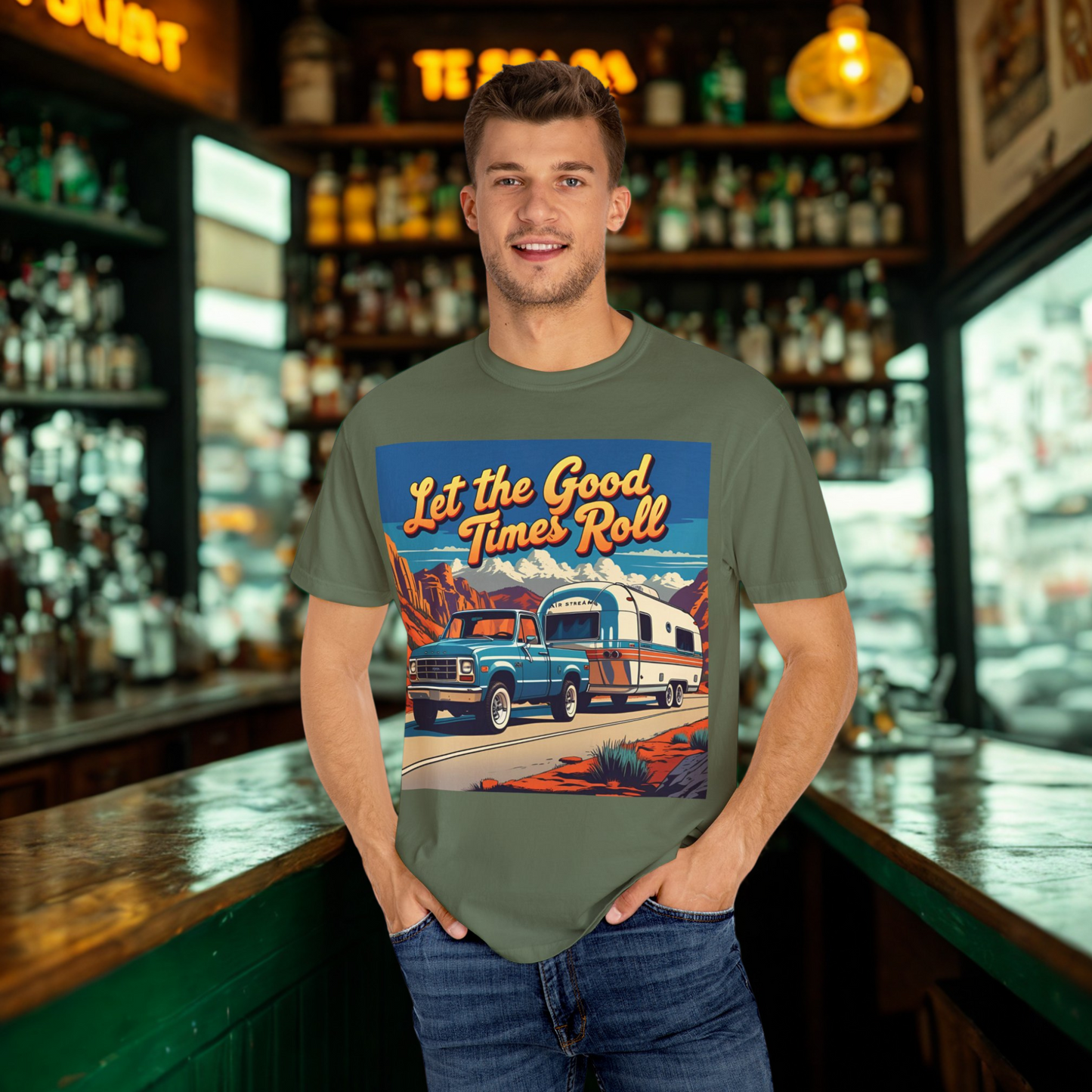 Classic Truck & Trailer RV Travel T-Shirt - The Spirit of Travel Graphic Tee, Adventure Shirt, Road Trip Apparel, Gift for Travelers, Camping Clothing