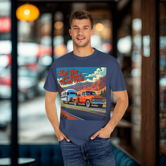 Classic Truck & Trailer RV Travel T-Shirt - The Spirit of Travel Graphic Tee, Adventure Shirt, Road Trip Apparel, Gift for Travelers, Camping Clothing
