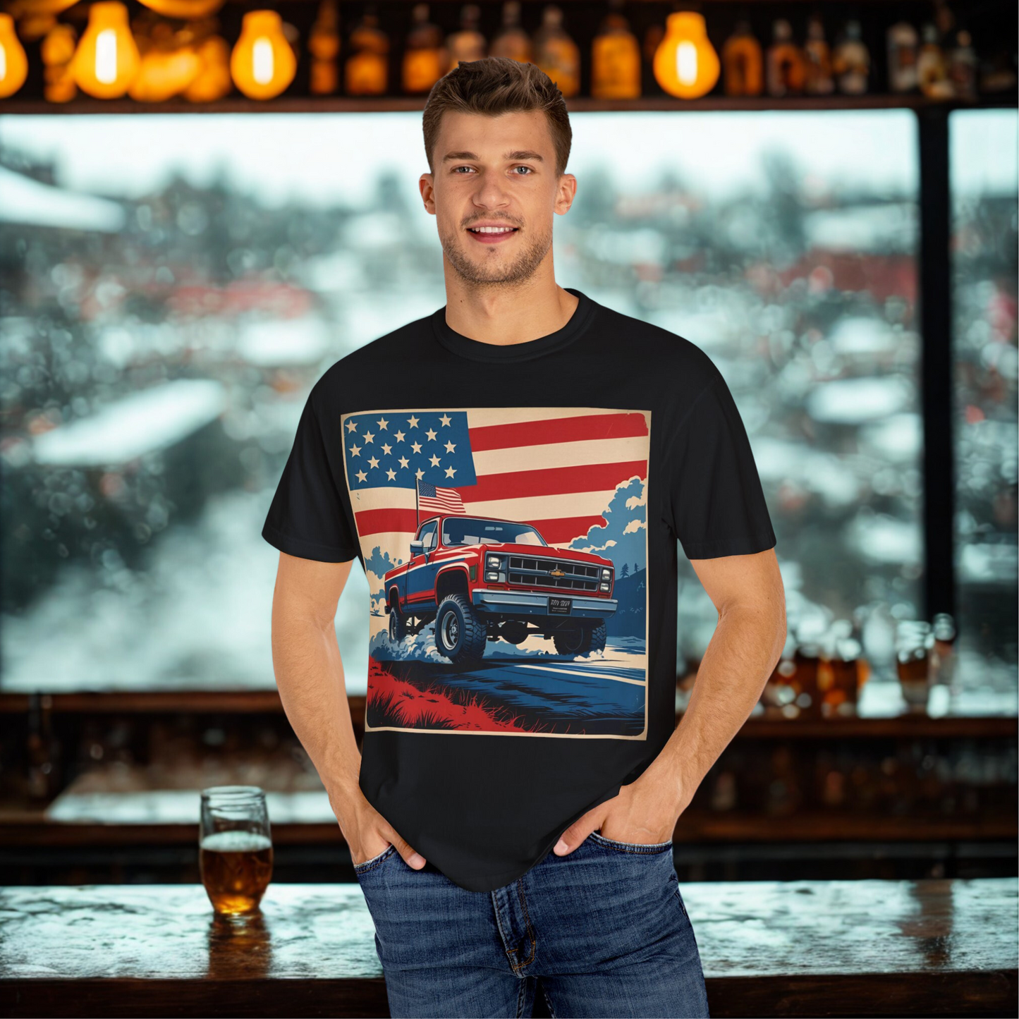 Classic American Pickup T-Shirt | Patriotic Gift, Unisex Tee, Road Trip Apparel, 4th of July Outfit, Truck Lover Shirt