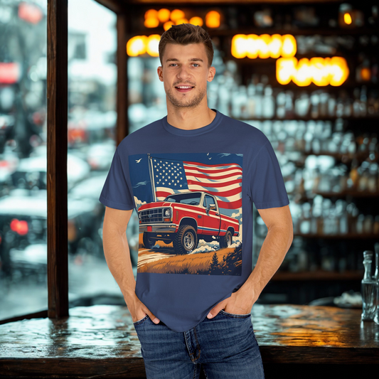 Classic American Pickup T-Shirt | Patriotic Gift, Unisex Tee, Road Trip Apparel, 4th of July Outfit, Truck Lover Shirt